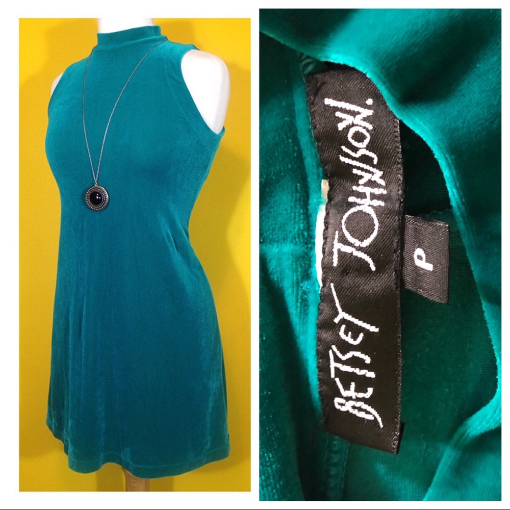 Vintage Betsey Johnson Teal Velvet Dress
